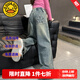 G.DUCKKIDS童裝女童褲子春秋季2025新款潮流闊腿褲兒童牛仔褲女大童高腰長(cháng)褲 復古藍 160 尺碼13~14歲【150-160cm】