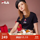 斐樂(lè )（FILA）官方女士短袖T恤夏印花運動(dòng)女裝針織短袖套頭衫小熊T刺繡上衣 傳奇藍-NV M 165/84A