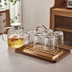 雅港輕奢玻璃杯耐高溫家用喝水泡茶杯子套裝高顏值客廳待客茶杯果汁杯 冰晶杯*6+杯架+大號楠竹托盤(pán)+冷水壺