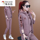 啄木鳥(niǎo)棉運動(dòng)服套裝女冬季加厚加絨衛衣三件套秋冬2025新款時(shí)尚休閑 香芋紫【好質(zhì)量】 L (建議95-110斤)