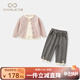 凡獵VOONLIE女童套裝秋裝2025新款兒童洋氣衣服寶寶T恤牛仔直筒褲三件套春秋 粉色 90 cm