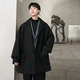 HXHK外套夾克男短款加厚韓版潮流帥氣港風(fēng)寬松情侶裝毛呢大衣男中長(cháng)款 黑色 XL