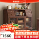 HOSHE 中古風(fēng)黑胡桃木實(shí)木餐邊柜收納柜玻璃門儲(chǔ)物柜靠墻家用酒柜斗柜 兩門餐邊柜 組裝