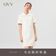 OVV【經(jīng)典粗花呢】2022春夏新款女裝日本進(jìn)口面料方領(lǐng)短袖連衣裙 本白18 M