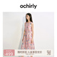 歐時力OCHIRLY 醋酸天絲印花無袖連衣裙A字輕薄透氣2025夏季新品 淺粉 M