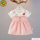 G.DUCKKIDS小黃鴨女童連衣裙夏季洋氣女寶寶碎花裙子夏款女小童嬰兒公主裙 櫻桃粉紅色 73 尺碼3-7個(gè)月12-16斤