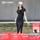 FILA FUSION斐樂潮牌女子針織連衣裙簡約修身長款裙子 正黑色-BK S