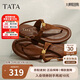 他她TATA盧昱曉午后莊園一字平底人字拖鞋涼鞋老錢風(fēng)7H1BL5啡色 36