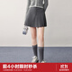樂(lè )町甜美學(xué)院風(fēng)A字半身裙秋季新款門(mén)襟這幾前百褶設計JK風(fēng)短裙 灰色（現貨） M