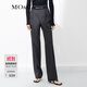 MO&Co.休閑褲輕運(yùn)動風(fēng)橡筋拼接高腰西褲精裁及地直筒通勤女摩安珂 炭黑花灰色-第2批 S 160