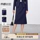 尚都比拉職場(chǎng)通勤半身裙女春季顯瘦直筒裙百搭中長(cháng)裙 藏藍色  XL 