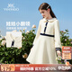 英氏（YEEHOO）女童連衣裙兒童裙子中大童裝娃娃領(lǐng)長(zhǎng)裙學(xué)院風(fēng)淑女秋裝 米白 140