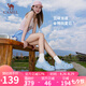 駱駝（CAMEL）洞洞鞋女清涼戶外沙灘鞋厚底包頭涉水溯溪鞋 L25M162035 藍(lán)色 36
