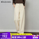Olrain歐芮兒2025新款女裝秋季休閑雅痞長(cháng)褲時(shí)尚百搭闊腿褲直筒褲 杏色 L