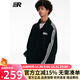 ER【明星同款】男套裝女條紋撞色加絨衛(wèi)衣潮牌運(yùn)動(dòng)服校園風(fēng)情侶裝 黑色套裝 L