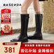 森達騎士靴女商場(chǎng)同款氣質(zhì)過(guò)膝長(cháng)筒靴XEN01DG4 黑色單里 38