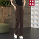 QVI高端品牌純棉牛仔闊腿褲女2025秋冬新款高腰百搭復古窄版直筒長(cháng)褲 咖色 2XL
