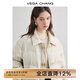 VEGA CHANG啞光PU皮羽絨服女2025年秋冬新款小個(gè)子白鴨絨短款外套 米色 S