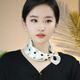 磁吸扣絲巾女2026春秋新款護頸圍脖搭襯衫領(lǐng)巾裝飾女生禮物高級感 白色波點(diǎn)【磁扣小絲巾】