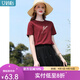 艾蓓怡安哥拉紅色麥穗刺繡奧代爾棉短袖T恤上衣女2025夏季新款 安哥拉紅 2XL