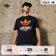 adidas經(jīng)典印花純棉運(yùn)動(dòng)上衣圓領(lǐng)短袖T恤男裝夏季阿迪達(dá)斯三葉草 黑色   XL
