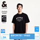 杰克·瓊斯（JACK&JONES）25年衣服男裝純棉短袖t恤男士春夏季寬松潮流字母高端白色半袖 E40黑色 常規 L