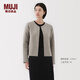 無(wú)印良品（MUJI）女式 雙層編織 開(kāi)衫 女外套長(zhǎng)袖  25年春季外衣 女裝休閑BB2R1A5S 深咖啡色 S (155/80A)