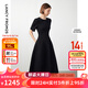 朗姿【Basic衣櫥】小香風(fēng)法式赫本風(fēng)波點(diǎn)裙子女夏新款連衣裙 黑色 XL