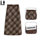 :CHOCOOLATE  it女裝秋冬新款裙子毛呢格子半身裙高腰顯瘦開(kāi)叉A字包臀長(cháng)裙女 咖色 M