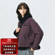 714street美式復古棉服男2024秋冬新款潮牌情侶裝底特律夾克外套 紫色 L