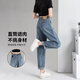 JEEP哈倫牛仔褲女春夏新款高腰寬松休閑蘿卜老爹褲 懷舊藍常規