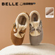 百麗（Belle）章若楠同款喵喵吐司毛毛勃肯鞋女2025冬新加絨棉鞋B2829DM5預售 棕色 37
