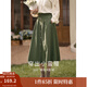 茵曼（INMAN）半身裙女士2025年春秋女裝新款復(fù)古顯瘦通勤中長款純棉長裙子 茶綠色 -18518192 L