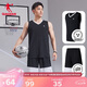 喬丹QIAODAN運動(dòng)套裝男籃球服套裝吸濕速干背心短褲運動(dòng)服球衣