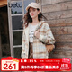 百圖（betu）女裝2025年冬季新款短外套減齡連帽格紋短毛里布外套女2510T23 咖色格 L