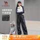 駱駝（CAMEL）休閑戶(hù)外登山褲女防潑水直筒工裝褲 C24CR1L7658B 幻影黑 M