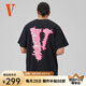 VLONEFRIENDS賽博風(fēng)破碎大LOGO印花 短袖T恤男女同款黑粉情侶新款純棉 VLTE25007黑粉 XL