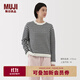 無(wú)印良品（MUJI）女式 華夫格編織 圓領(lǐng)毛衣 女款25年春季針織衫BA1Q3A5S 藏青色條紋 M (160/84A)
