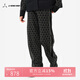 LI-NING 1990【金牌系列】女士印花直筒休閑長(cháng)褲AKXU550 黑色-2 L