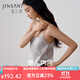 金三塔真絲吊帶桑蠶絲barin打底衫女帶胸墊舒適內(nèi)搭吊帶背心 月光灰 M