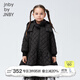 jnby by JNBY江南布衣童裝秋裝女童中長(cháng)款菱格羽絨服連帽荷葉邊兒童1N9C13581 001本黑 120 cm