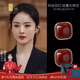 百鈺福紅色朱砂耳釘高級感復古氣質(zhì)耳環(huán)女純銀針?lè )肋^(guò)敏高級首飾生日禮物 方形朱砂耳環(huán)