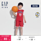 Gap男童夏季吸濕速干撞色套裝兒童裝短袖T恤短褲890520 紅色 130 cm(S)亞洲尺碼