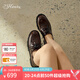 73Hours女鞋流心琥珀2024秋季新款擦色學(xué)院樂福鞋英倫復(fù)古小皮鞋 棕色 37