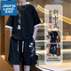 真維斯（Jeanswest）新中式國(guó)風(fēng)t恤男士夏季2025新款休閑運(yùn)動(dòng)夏裝短袖短褲冰絲套裝男 6123黑色 XL 碼【120-140斤】