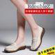 人左佐（RdoubleZ）中老年媽媽鞋真牛皮軟底平底鞋一腳蹬百搭豆豆鞋老人輕便單鞋防滑 米色 單鞋 37 標準運動(dòng)尺碼