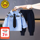 G.DUCKKIDS小黃鴨童裝男童秋裝套裝帥氣兒童警察衣服寶寶警官演出服男孩襯衫 圖片色套裝 140 尺碼9~10歲【130-140cm】
