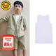 G. DUCKKIDS男童西裝套裝夏季帥氣短袖休閑小童女童小西裝禮服兒童西服三件套 綠色三件套 130 cm