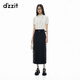 DZZIT地素半身裙秋冬時(shí)尚復古摩登通勤風(fēng)都市休閑裙子女 黑色 S