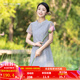 煙花燙中國風連衣裙2025年夏新品復古a字年輕款小個子旗袍裙子 若末 灰色 S